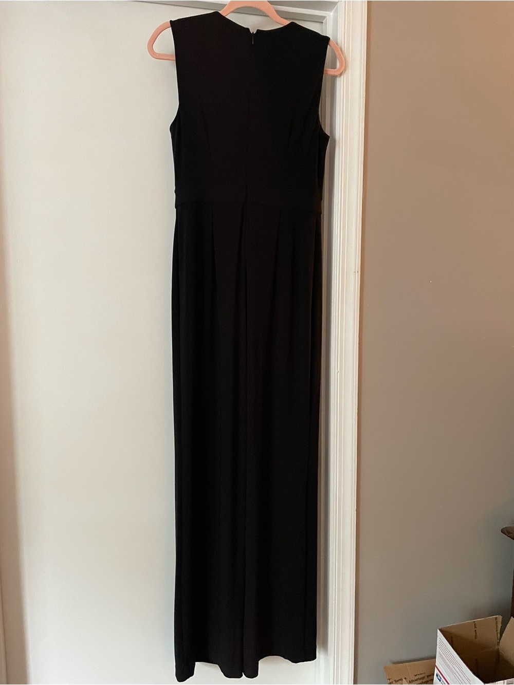DKNY Black Sleeveless Wide-Leg Jumpsuit with Gold Button Detail -Size 6 - Picture 7 of 9
